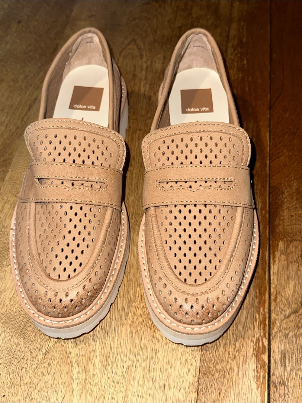 DOLCE VITA Womens Beige 1" Platform Penny Keeper Malila Loafers Shoes
